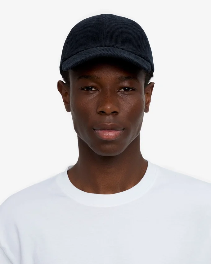 Casquette en velours côtelé bio - Bleu marine