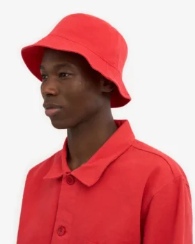 Chapeau bob en coton bio – Rouge mandarine