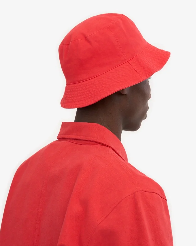 Chapeau bob en coton bio - Rouge mandarine