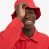 Chapeau bob en coton bio - Rouge mandarine