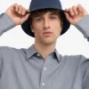 Chapeau bob en coton biologique - Bleu pétrole