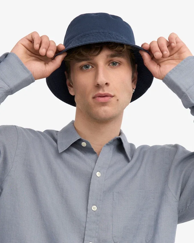Chapeau bob en coton biologique - Bleu pétrole