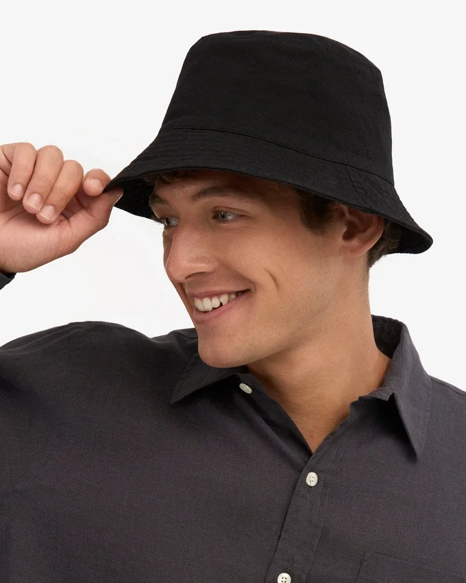 Chapeau bob en coton biologique - Noir intense