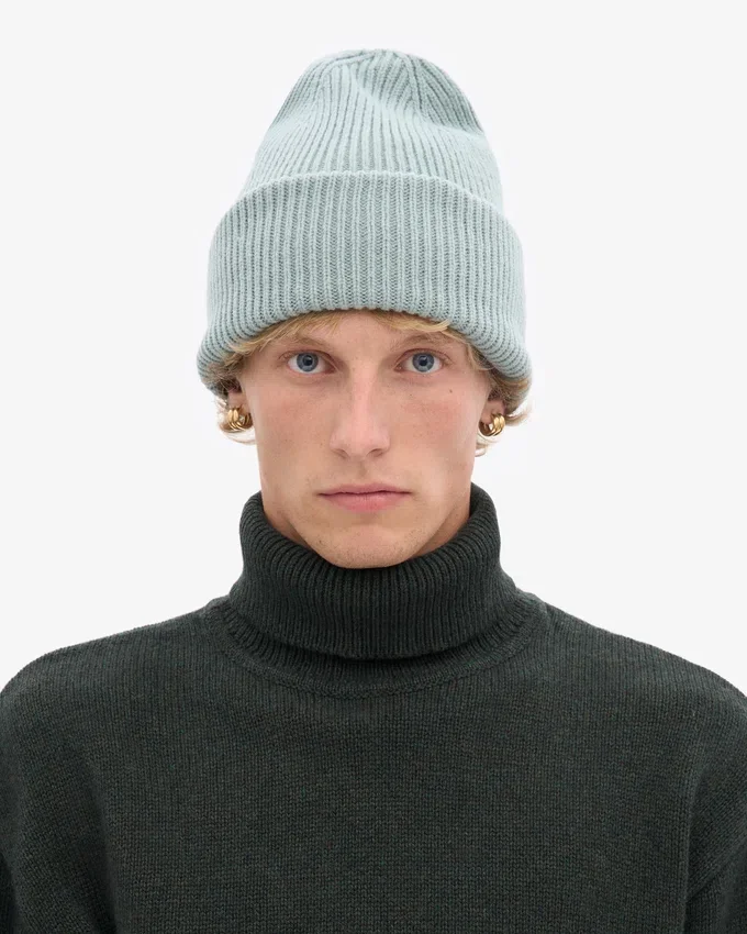 Chapeau en laine mérinos - Bleu acier