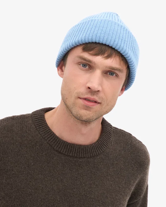 Chapeau en laine mérinos - Bleu bord de mer