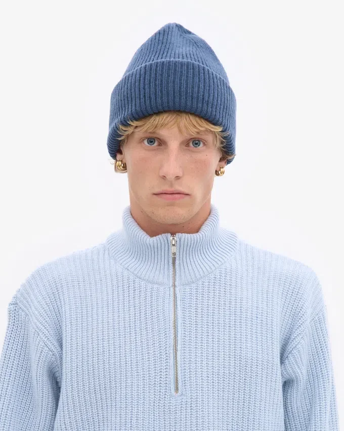 Chapeau en laine mérinos - Bleu pétrole