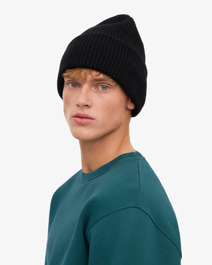 Chapeau en laine mérinos - Noir intense