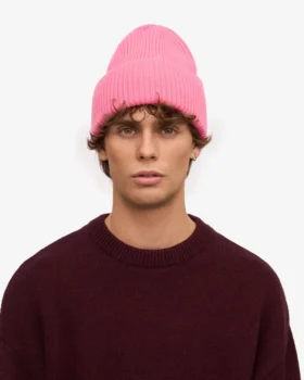 Chapeau en laine mérinos – Rose bubble-gum