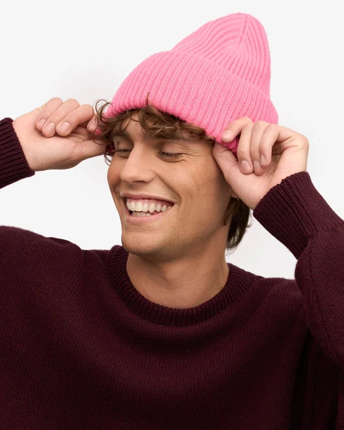 Chapeau en laine mérinos - Rose bubble-gum