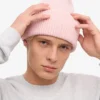 Chapeau en laine mérinos - Rose délavé