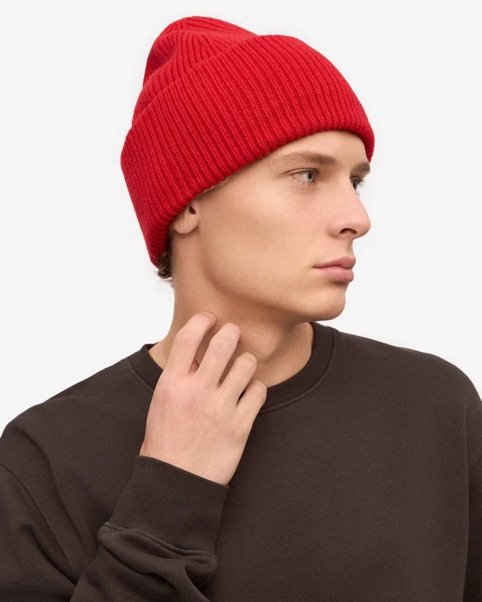 Chapeau en laine mérinos - Rouge écarlate