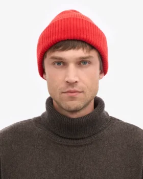 Chapeau en laine mérinos – Rouge mandarine