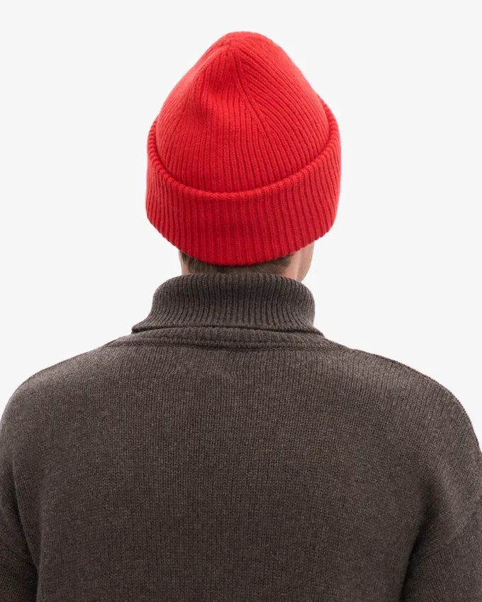Chapeau en laine mérinos - Rouge mandarine
