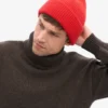 Chapeau en laine mérinos - Rouge mandarine