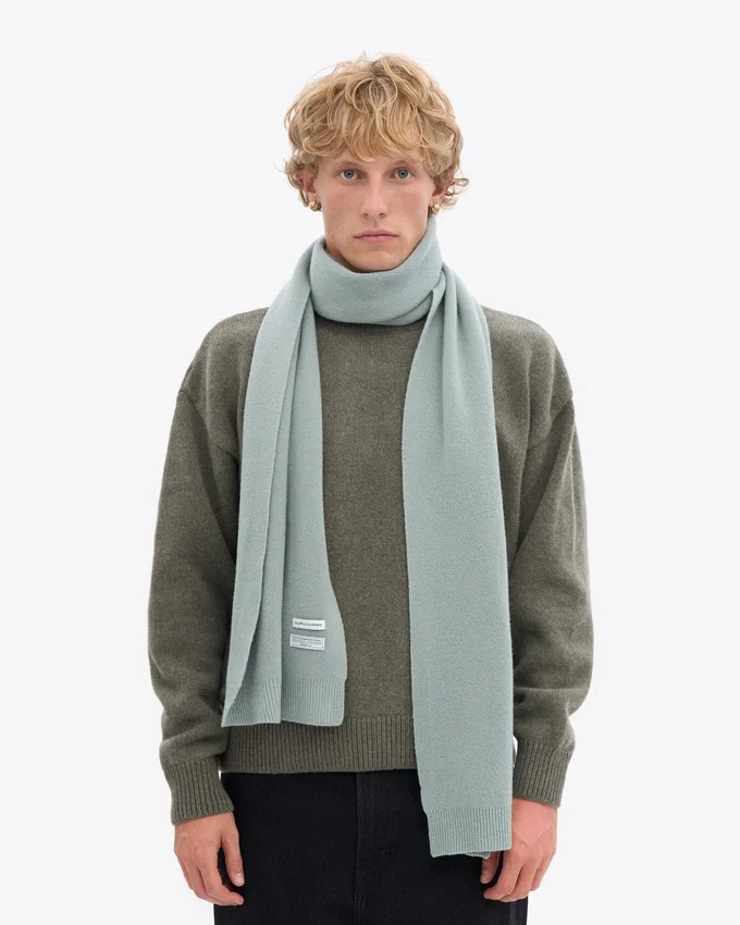 Écharpe en laine mérinos - Bleu acier