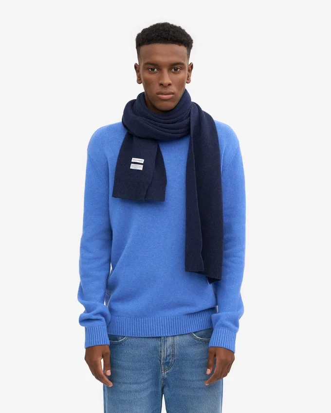Écharpe en laine mérinos - Bleu marine