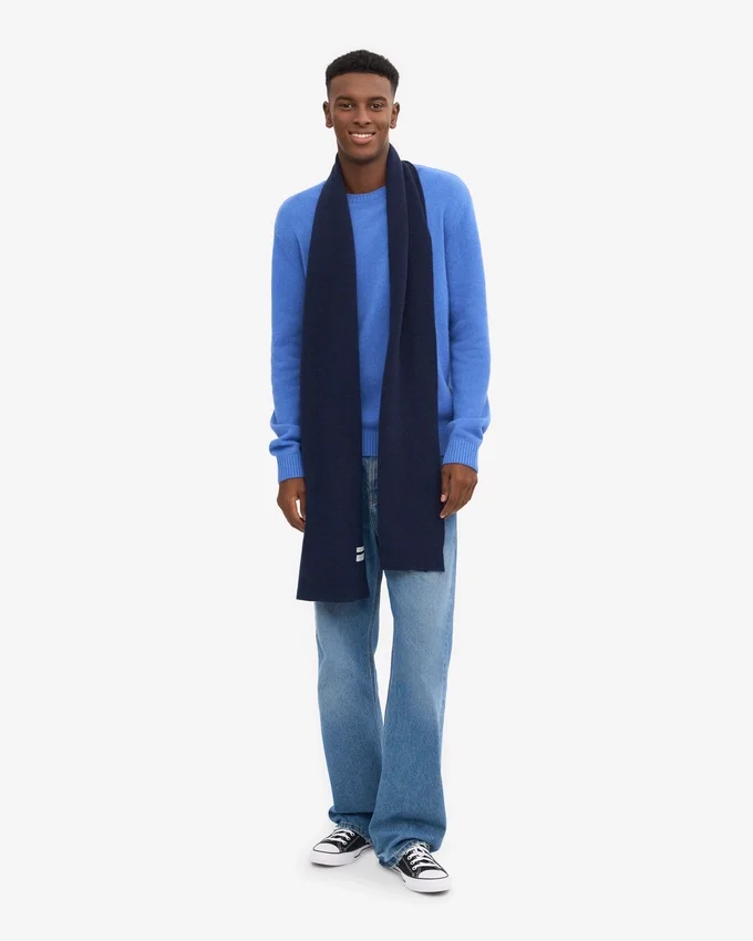 Écharpe en laine mérinos - Bleu marine