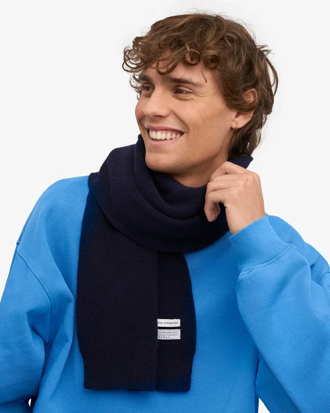 Écharpe en laine mérinos - Bleu marine