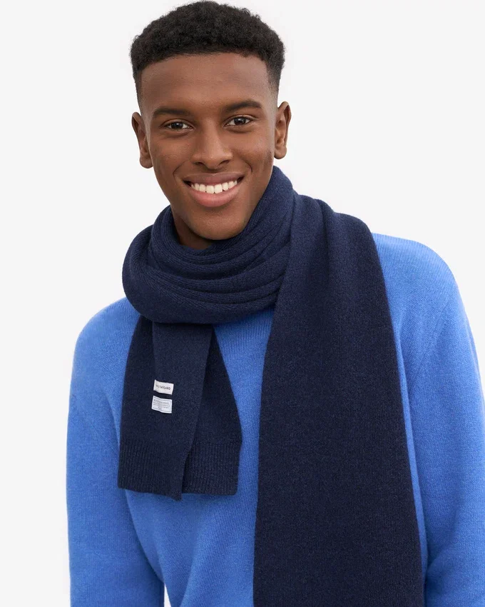 Écharpe en laine mérinos - Bleu marine