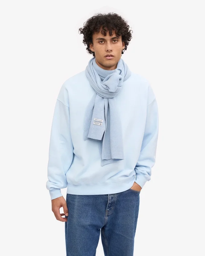 Écharpe en laine mérinos - Bleu polaire