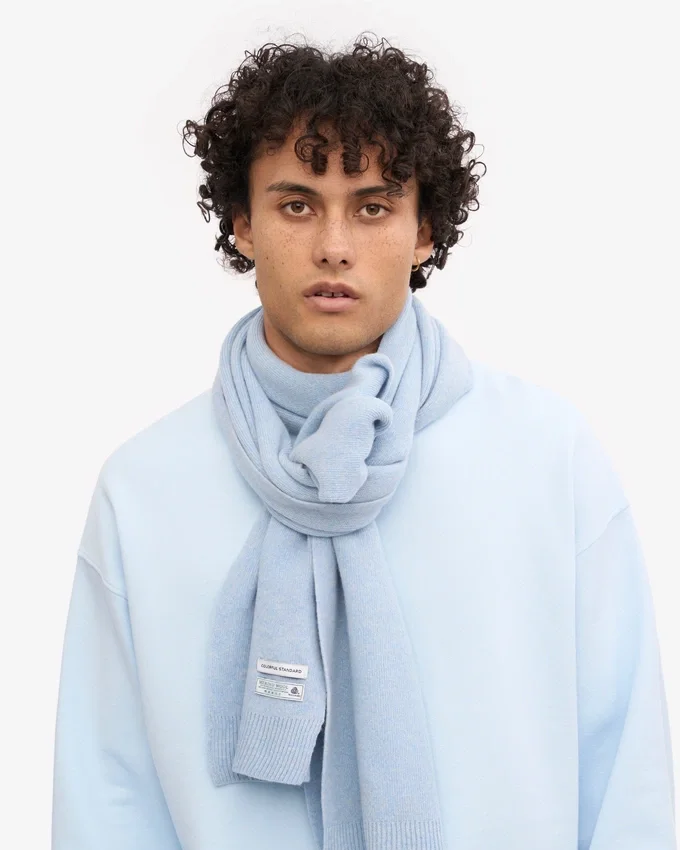 Écharpe en laine mérinos - Bleu polaire
