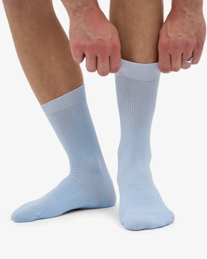 Chaussettes Classic Organic en coton bio - Bleu polaire