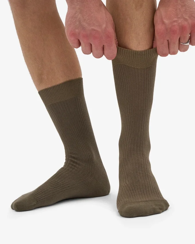 Chaussettes Classic Organic en coton bio - Olive poussiéreuse