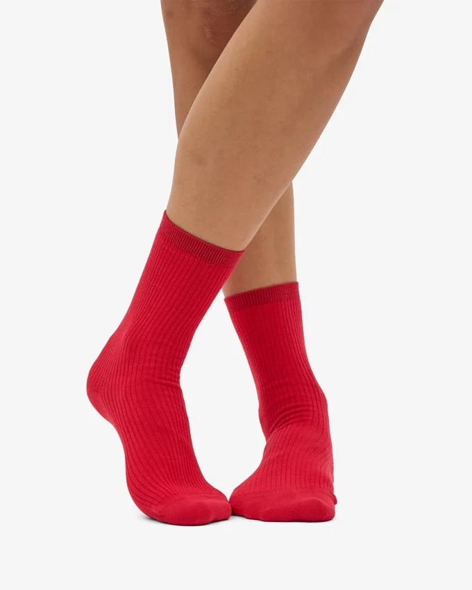 Chaussettes Classic Organic en coton bio pour femme - Rouge écarlate