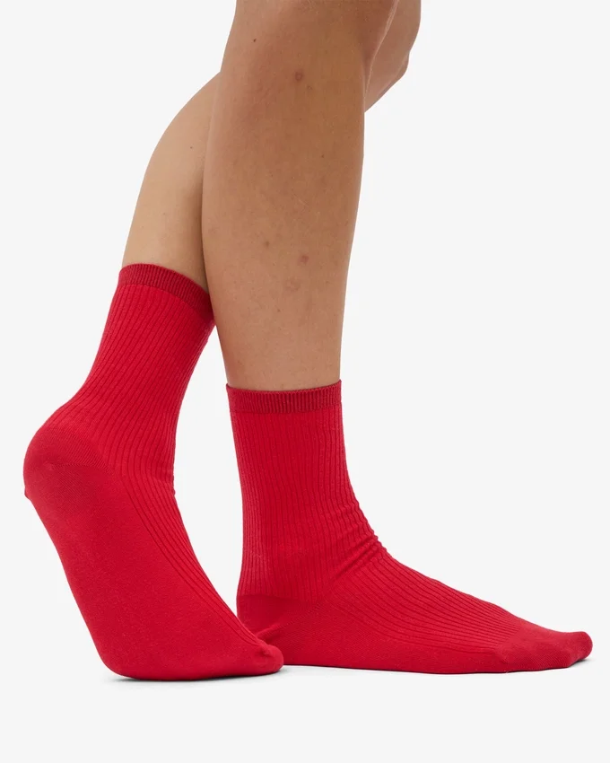 Chaussettes Classic Organic en coton bio pour femme - Rouge écarlate