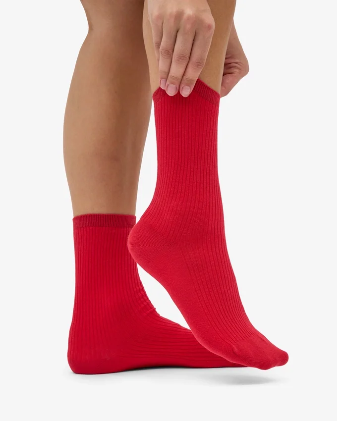 Chaussettes Classic Organic en coton bio pour femme - Rouge écarlate