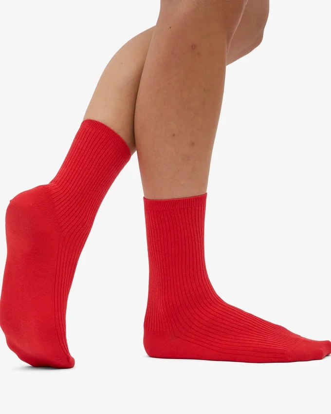 Chaussettes Classic Organic en coton bio pour femme - Rouge mandarine