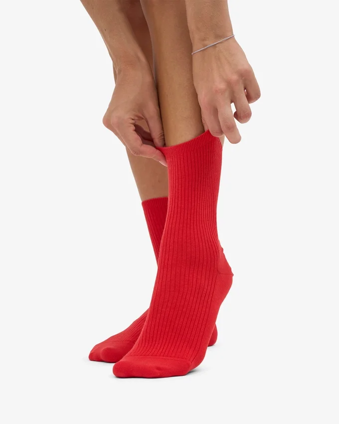 Chaussettes Classic Organic en coton bio pour femme - Rouge mandarine