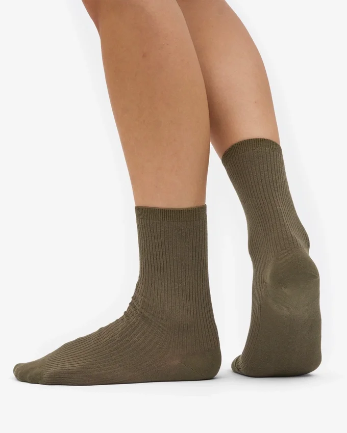 Chaussettes Classic Organic pour femme - Olive poussiéreux