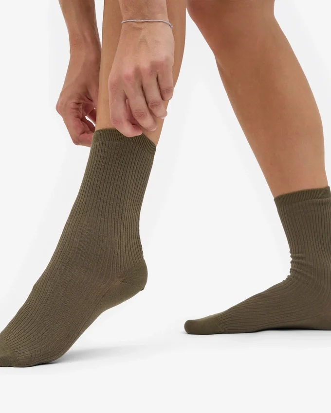 Chaussettes Classic Organic pour femme - Olive poussiéreux