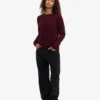 Chaussettes classiques en laine mérinos pour femme - Rouge sang de bœuf