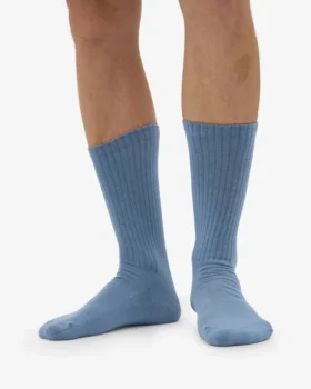 Chaussettes de sport en coton bio – Bleu acier