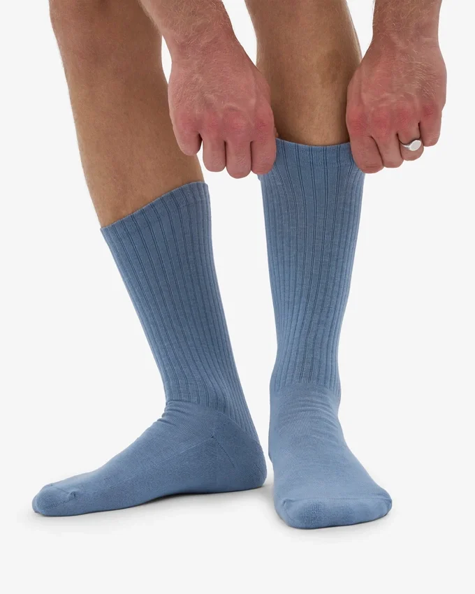 Chaussettes de sport en coton bio - Bleu acier