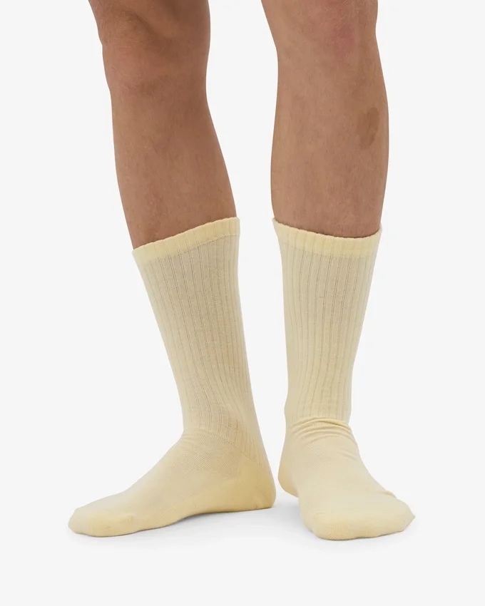 Chaussettes de sport en coton bio - Jaune pâle