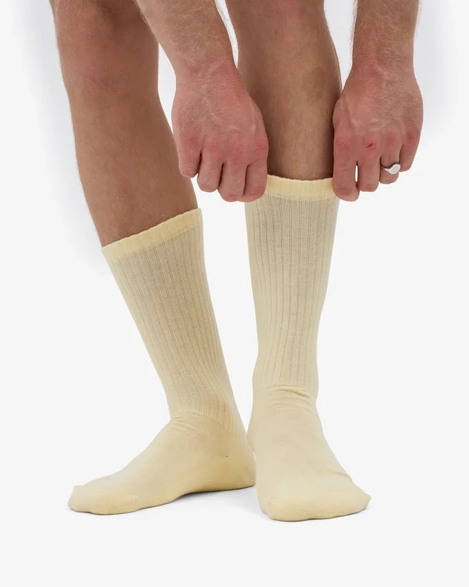 Chaussettes de sport en coton bio - Jaune pâle