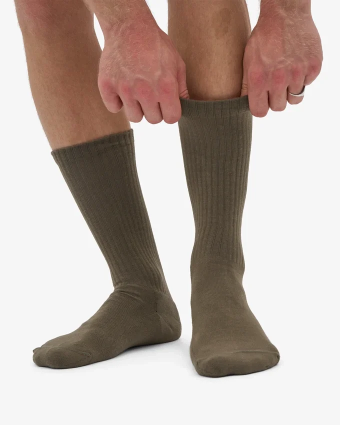 Chaussettes de sport en coton bio - Olive poussiéreux