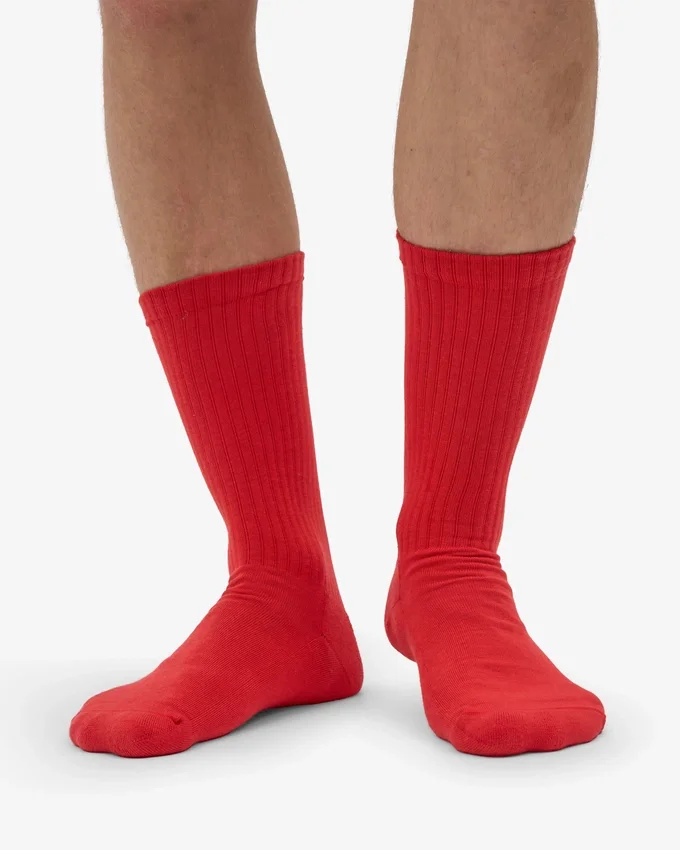 Chaussettes de sport en coton bio - Rouge mandarine
