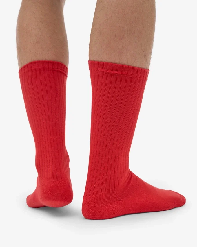 Chaussettes de sport en coton bio - Rouge mandarine