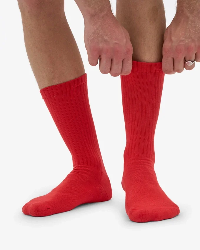 Chaussettes de sport en coton bio - Rouge mandarine