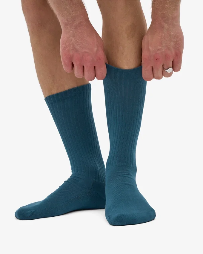 Chaussettes de sport en coton bio - Vert océan