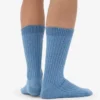 Chaussettes en laine mérinos mélangée - Bleu bord de mer