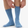 Chaussettes en laine mérinos mélangée - Bleu bord de mer
