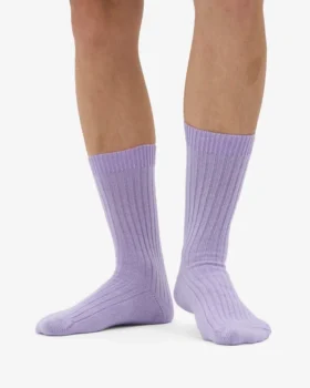 Chaussettes en laine mérinos mélangée – Lavande pâle