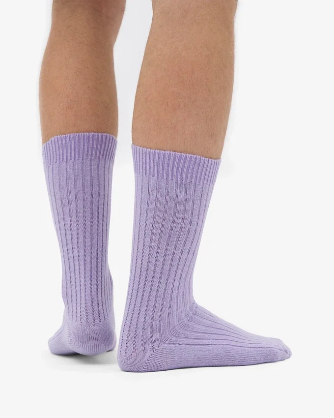 Chaussettes en laine mérinos mélangée - Lavande pâle