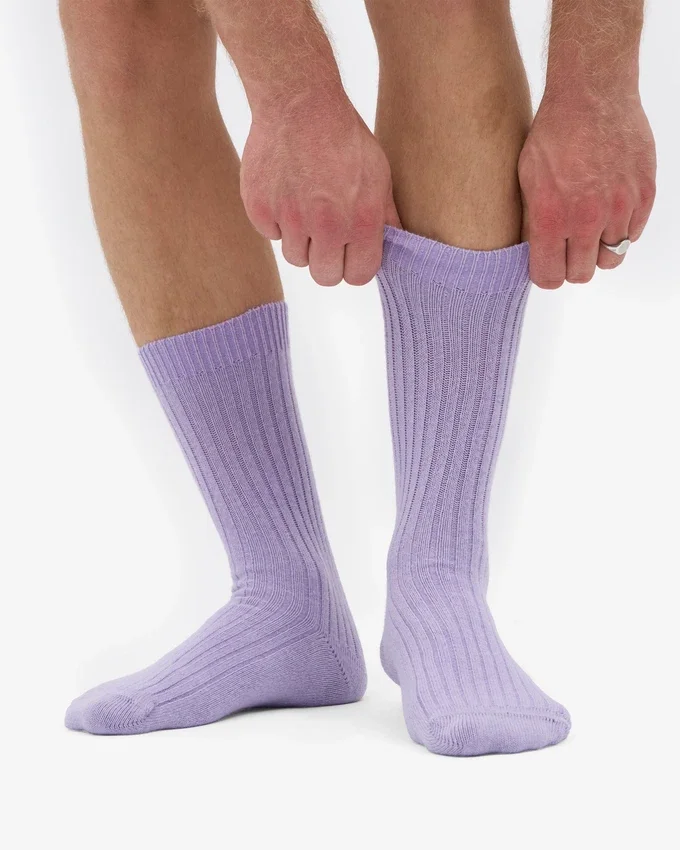 Chaussettes en laine mérinos mélangée - Lavande pâle