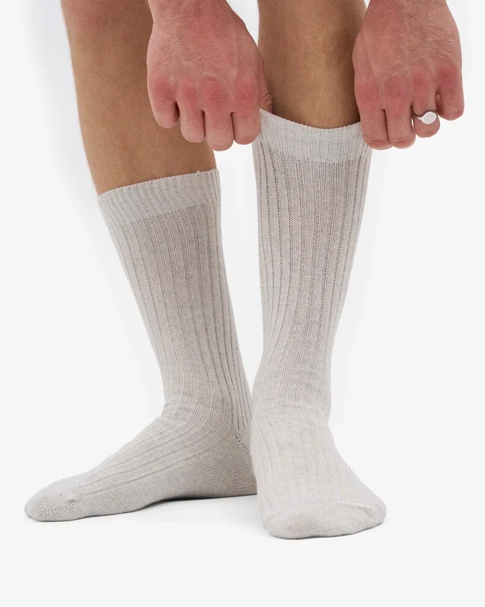Chaussettes en laine mérinos mélangée - Mélange neige